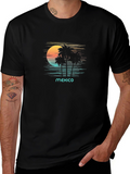 Mexico Palms Graphic Tee - Retro Sunset Palm Trees
