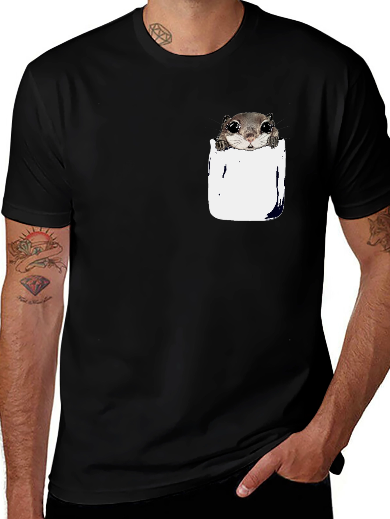 Squirrel Pocket T-Shirt - Cute Animal Tee