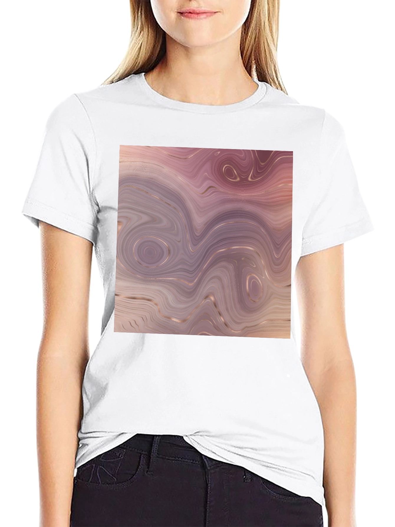 Marble Swirl Graphic Tee - Black