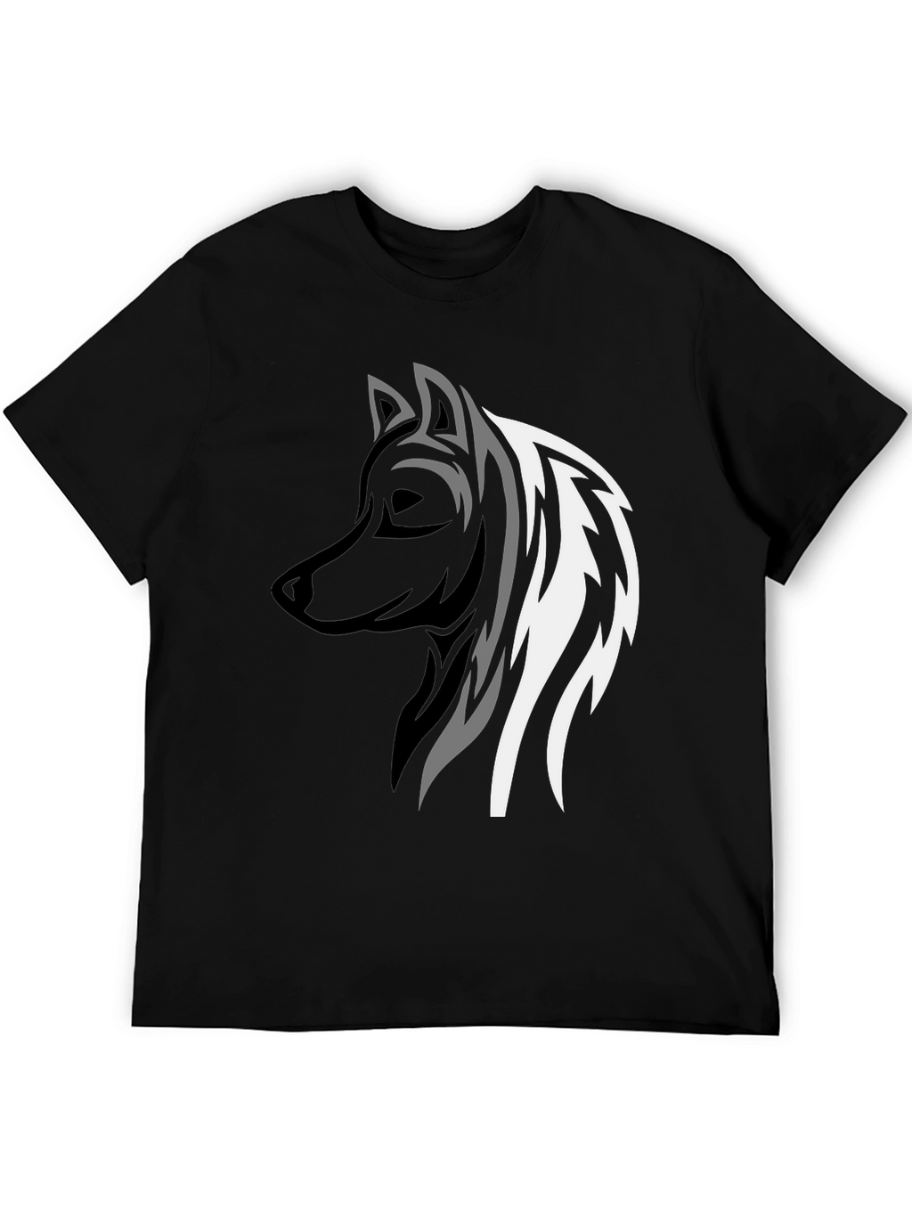 Wolf Graphic Print Tee - Stylish Mens Black T-Shirt