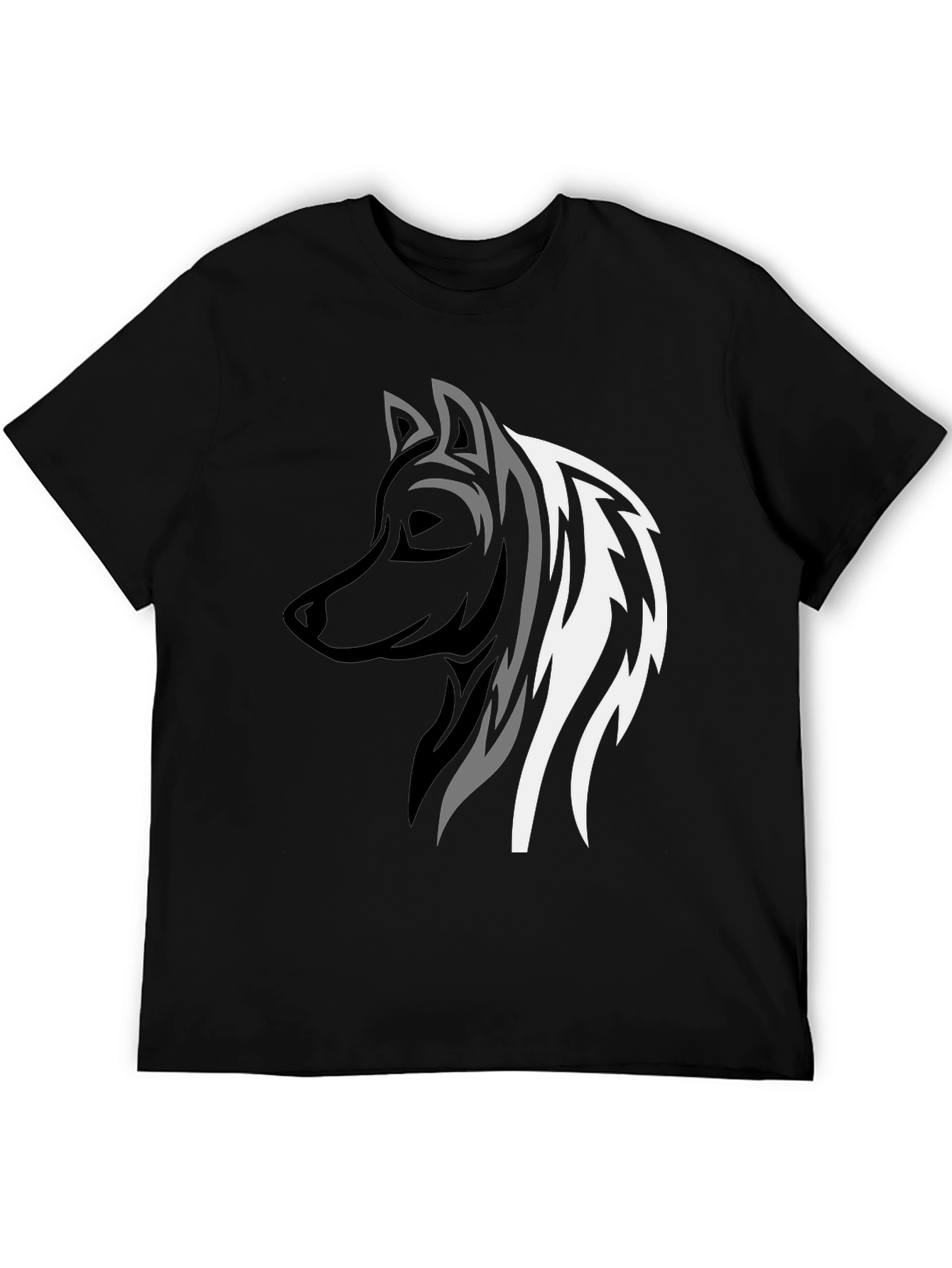 Wolf Graphic Print Tee - Stylish Mens Black T-Shirt