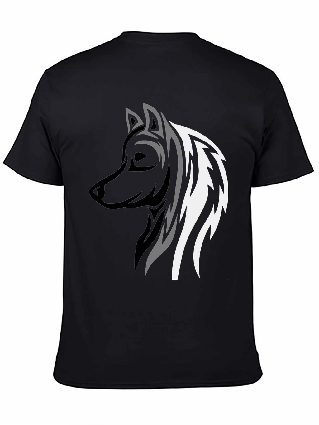 Wolf Graphic Print Tee - Stylish Mens Black T-Shirt