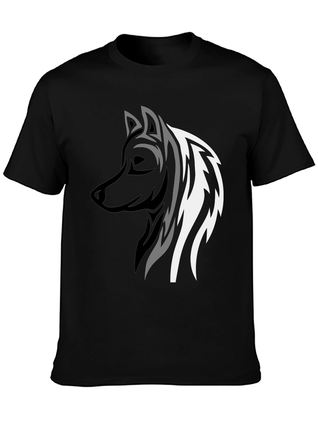 Wolf Graphic Print Tee - Stylish Mens Black T-Shirt
