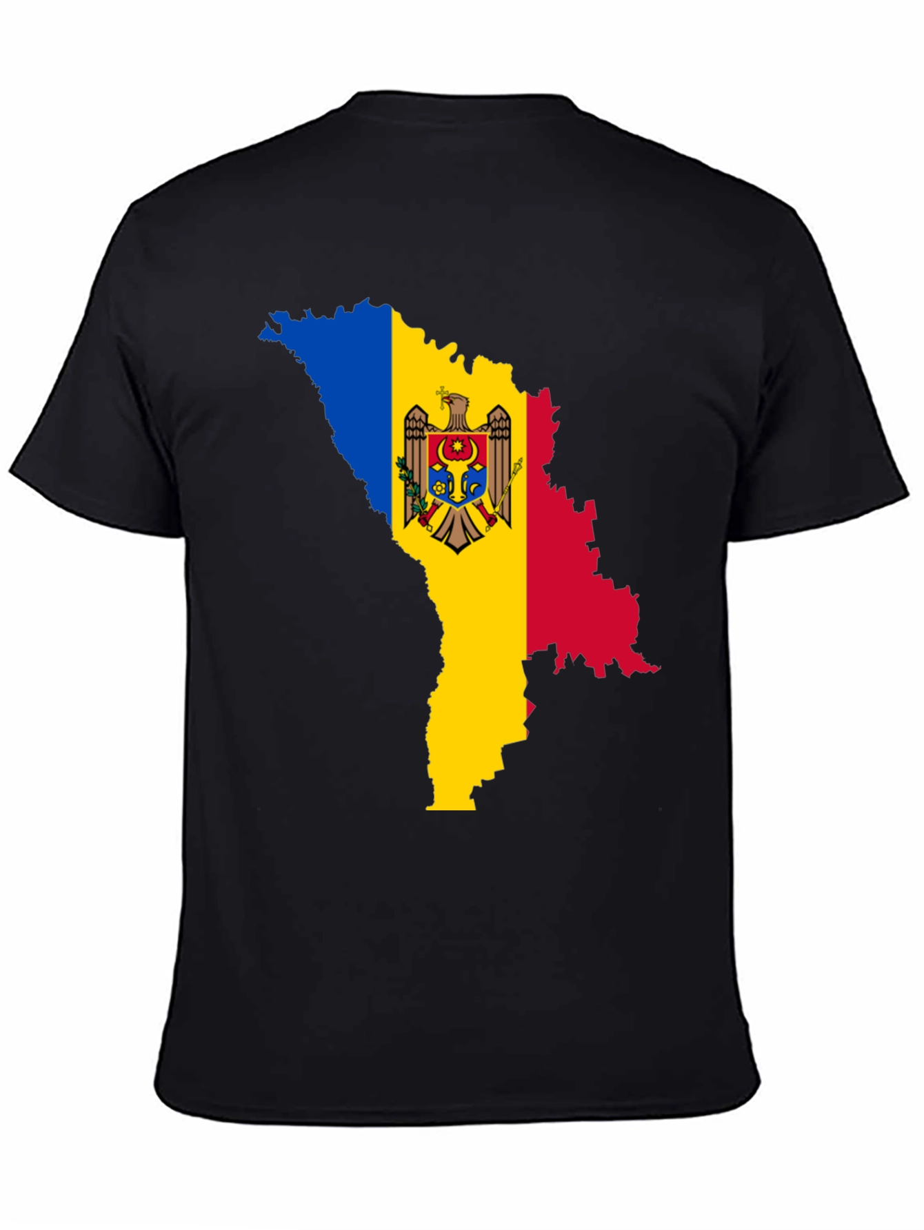 Moldova Flag Map T-Shirt - Black