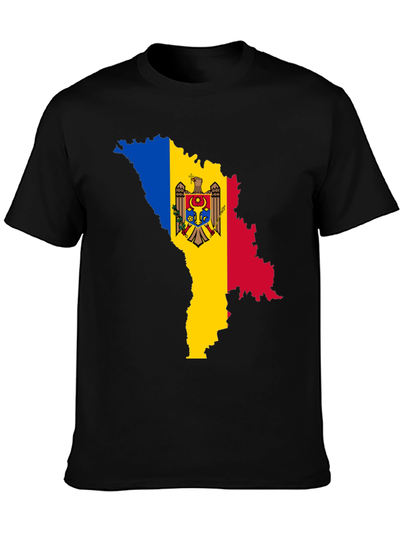 Moldova Flag Map T-Shirt - Black