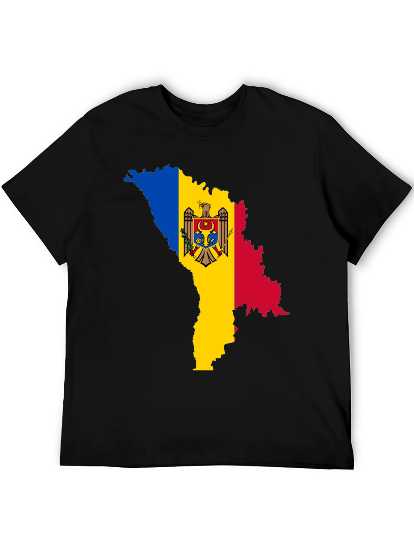 Moldova Flag Map T-Shirt - Black