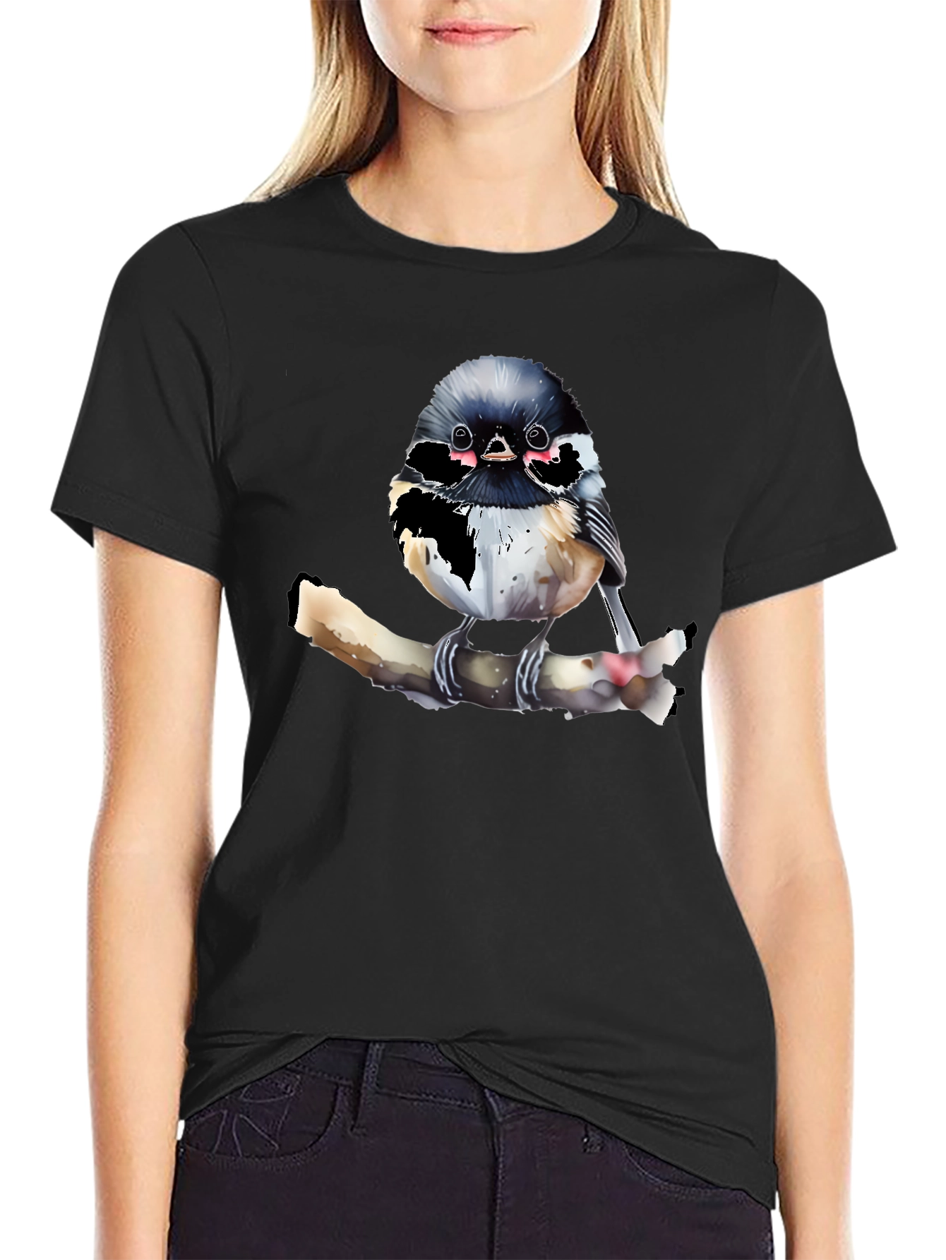 Chickadee Bird Graphic T-Shirt