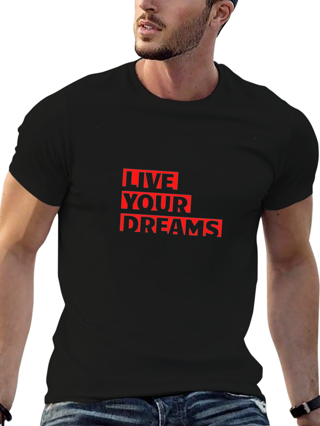 Live Your Dreams Graphic Tee - Stylish Black T-Shirt