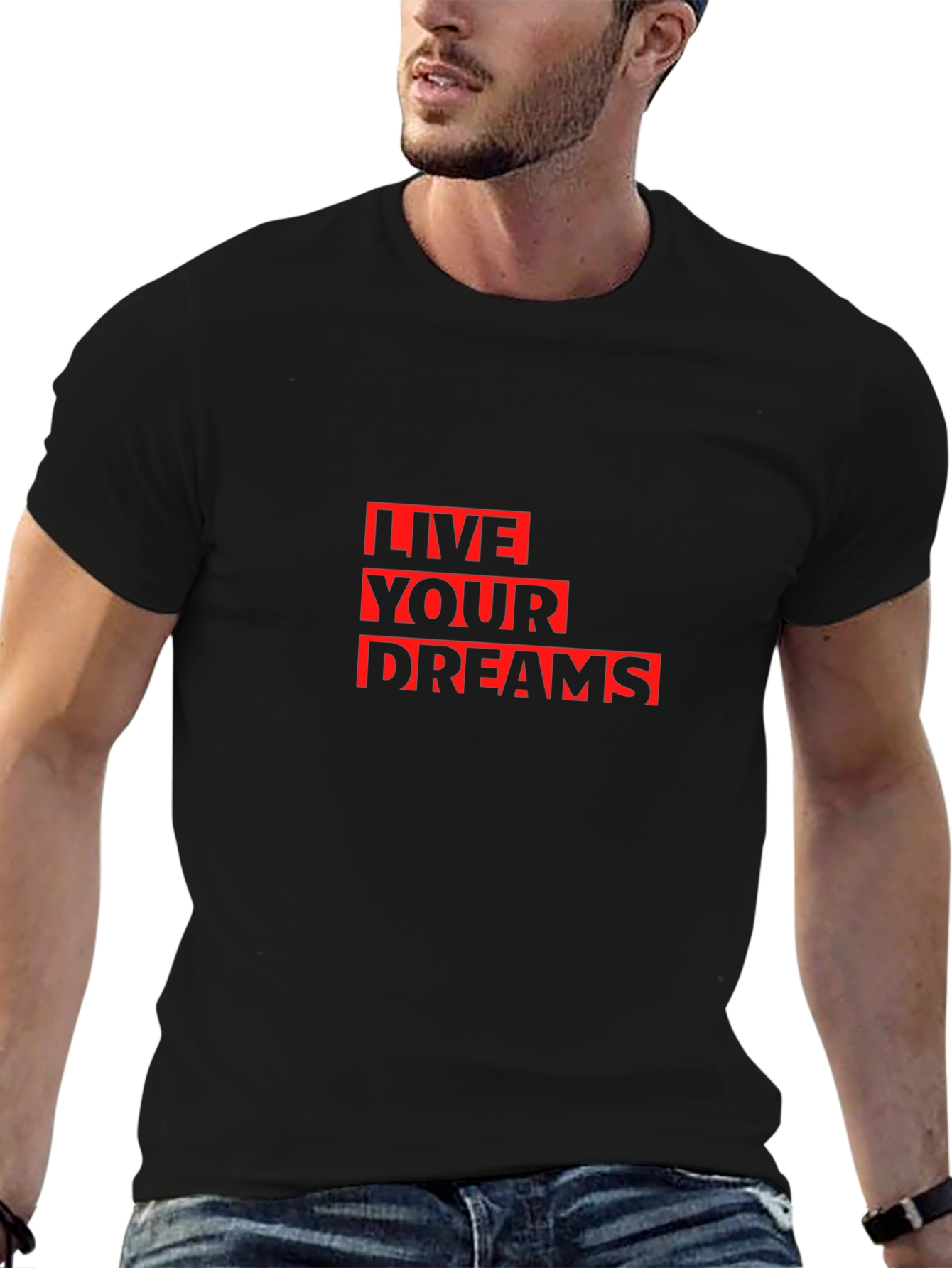 Live Your Dreams Graphic Tee - Stylish Black T-Shirt