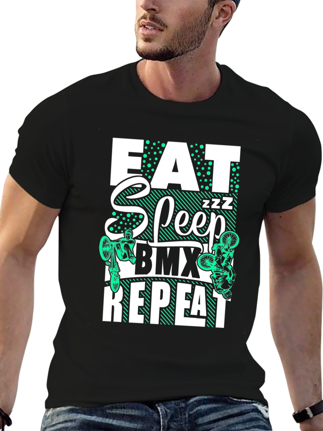 Eat Sleep BMX Repeat T-Shirt - Black Graphic Tee
