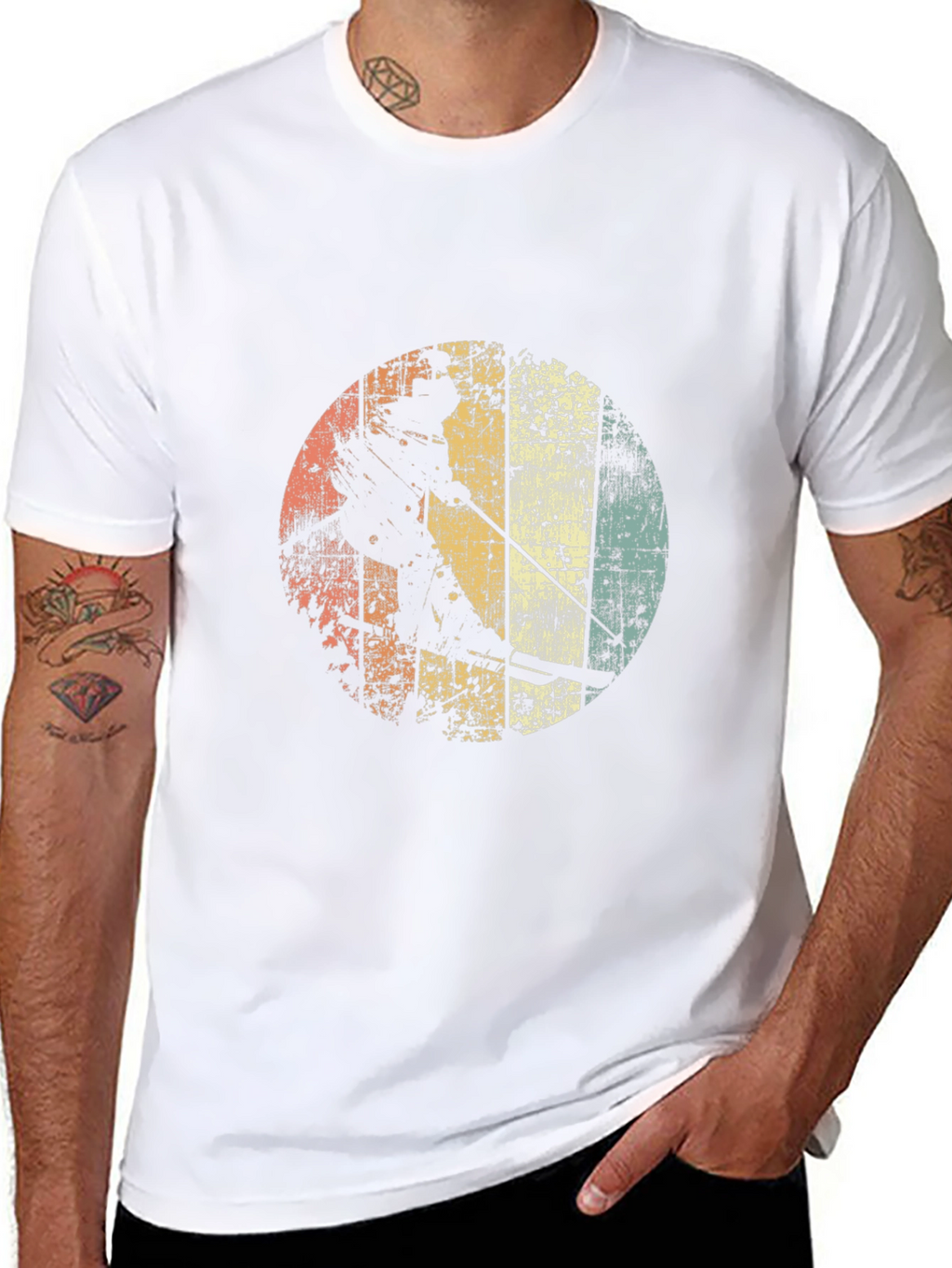 Retro Skiing Graphic Tee - Black Cotton T-Shirt
