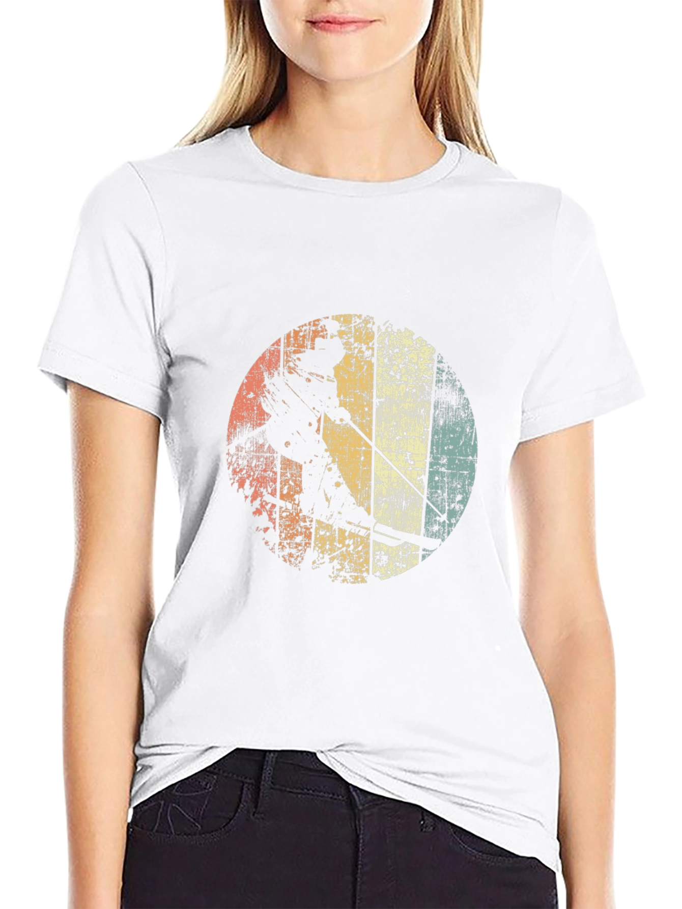Retro Skiing Graphic Tee - Black Cotton T-Shirt
