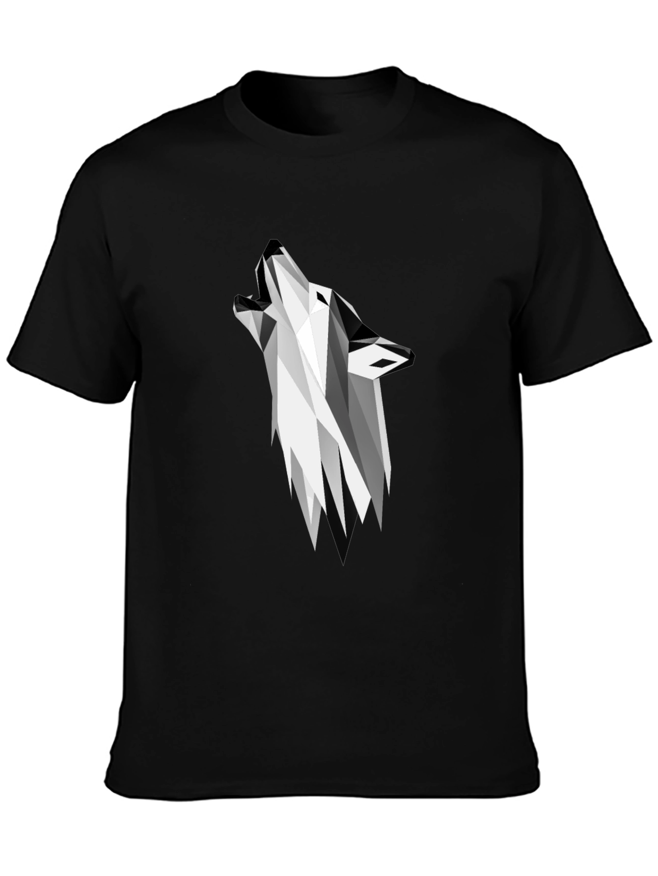 Geometric Wolf Graphic Tee - Black Short Sleeve Shirt