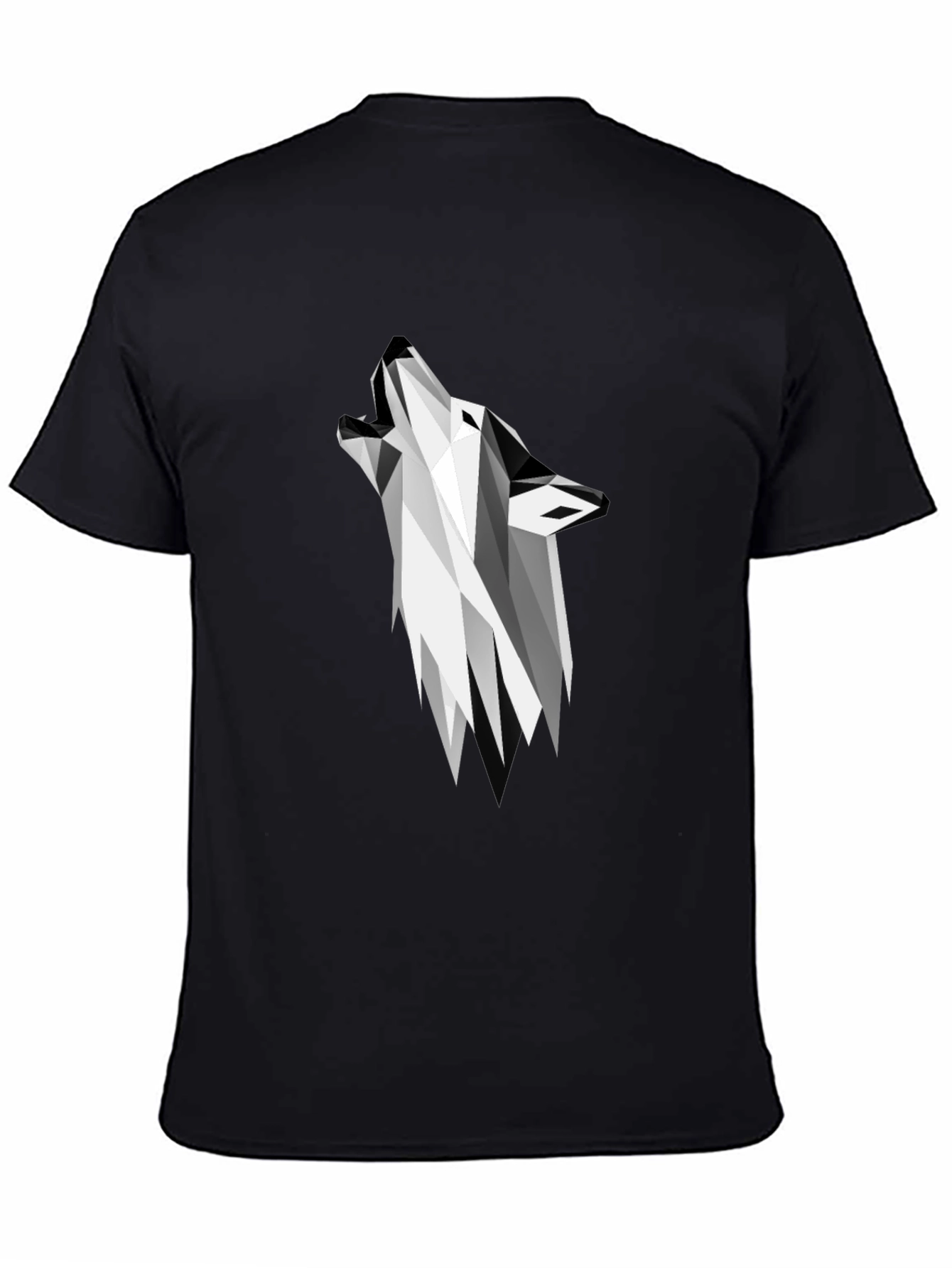 Geometric Wolf Graphic Tee - Black Short Sleeve Shirt