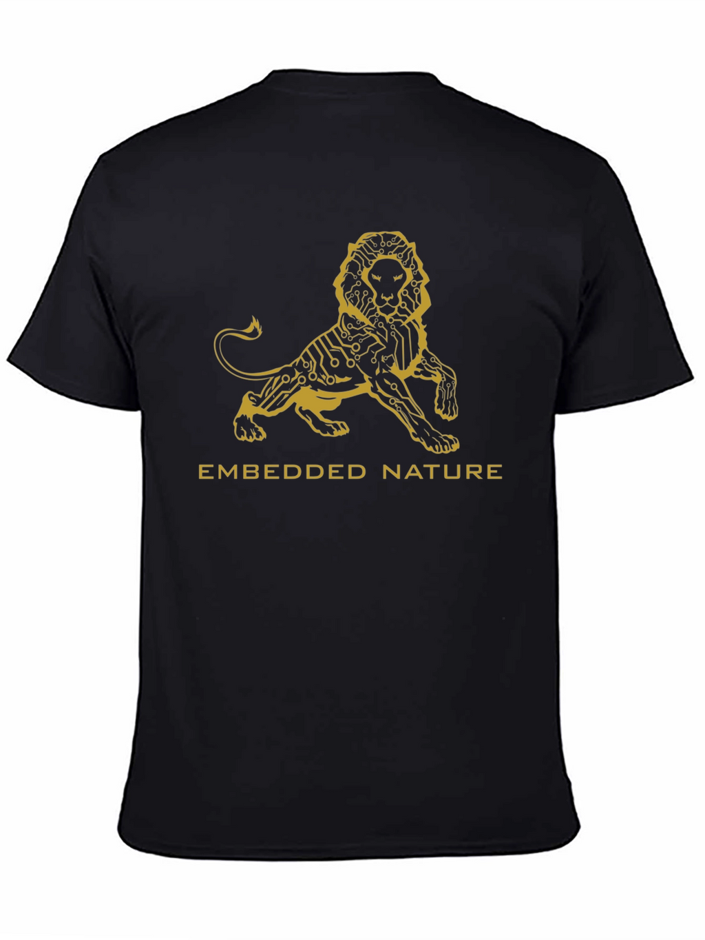 Embedded Nature Lion Graphic Tee - Stylish Black T-Shirt