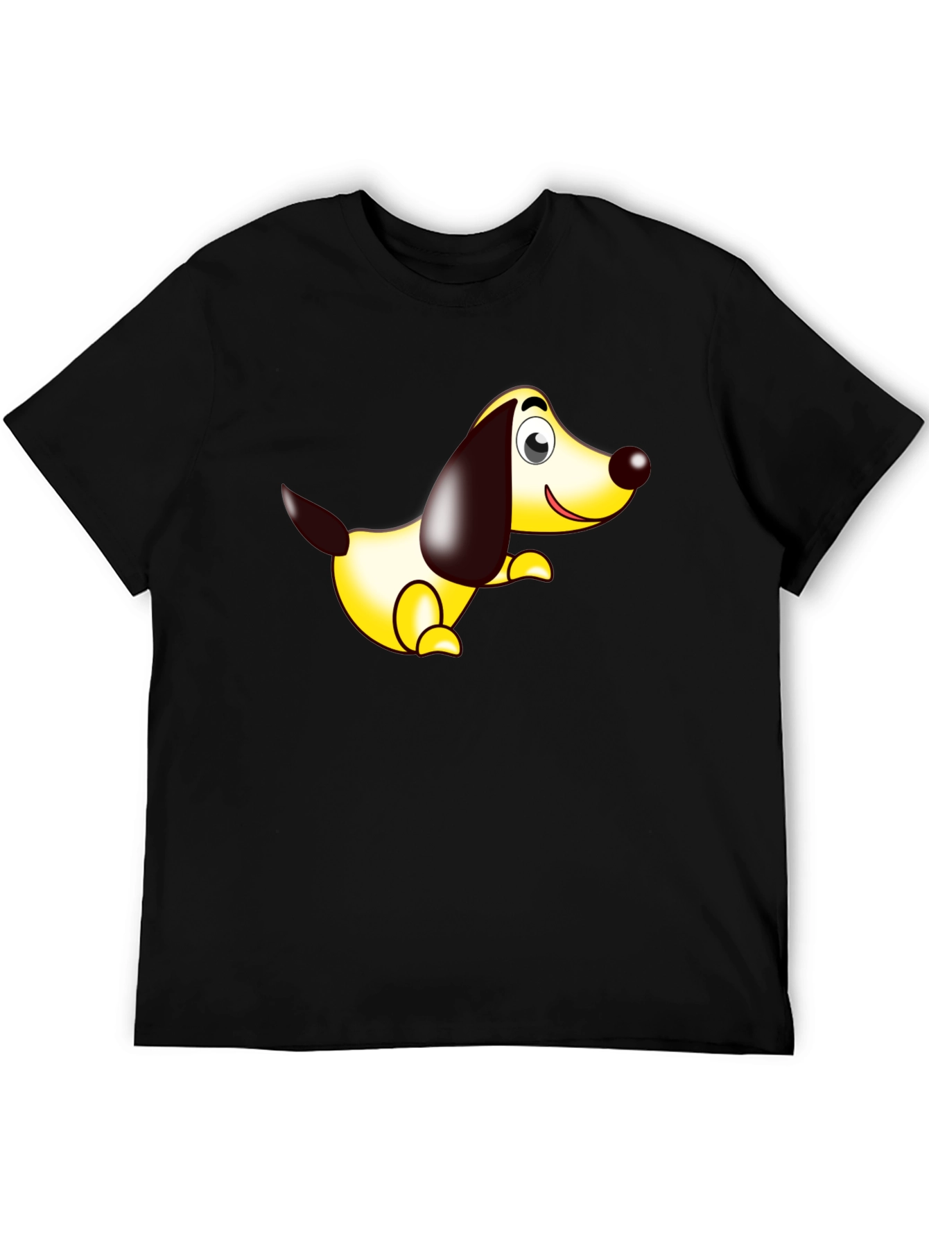 Cartoon Dog Graphic Tee - Black Comfort Fit