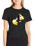 Cartoon Dog Graphic Tee - Black Comfort Fit