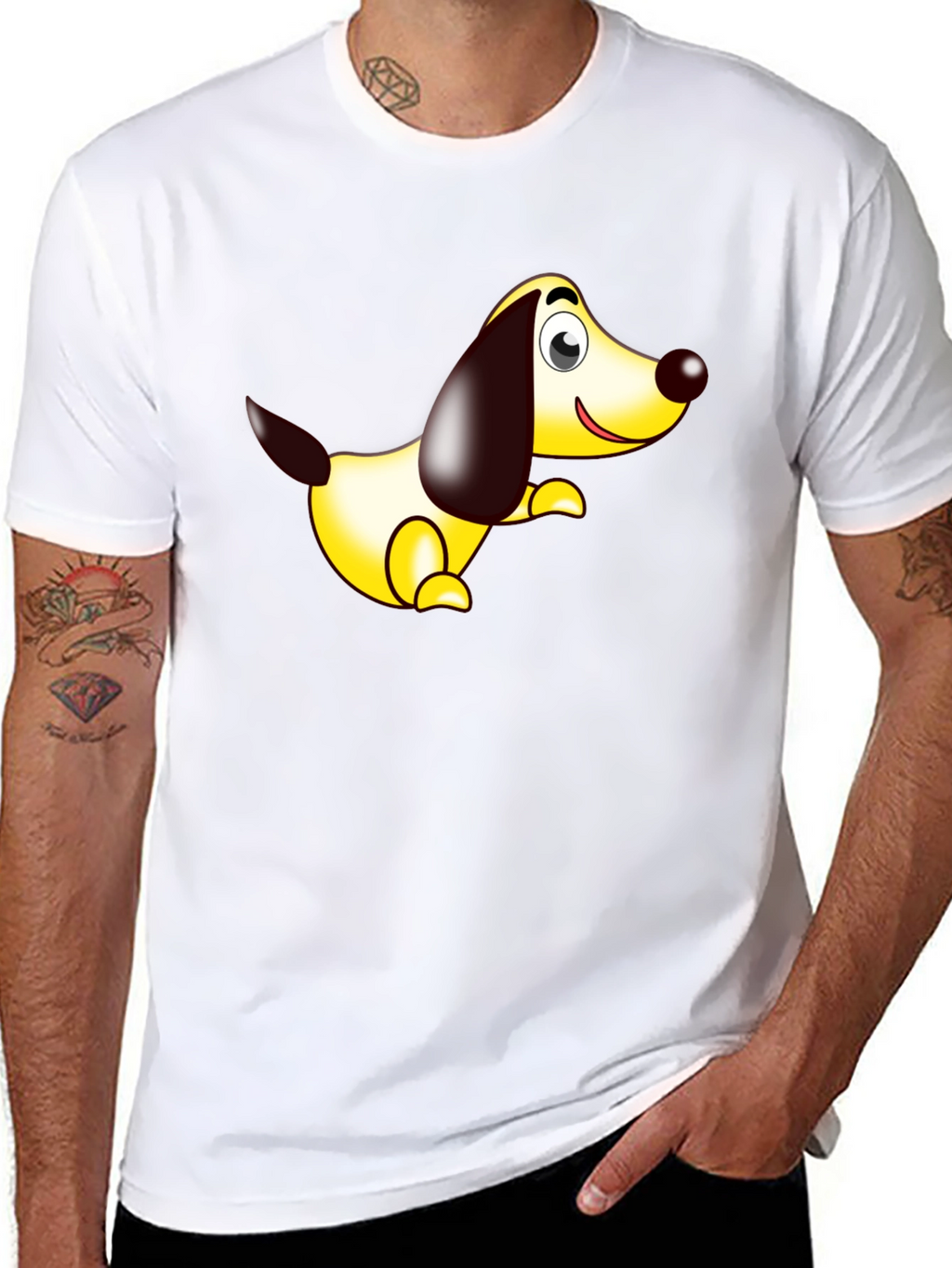 Cartoon Dog Graphic Tee - Black Comfort Fit
