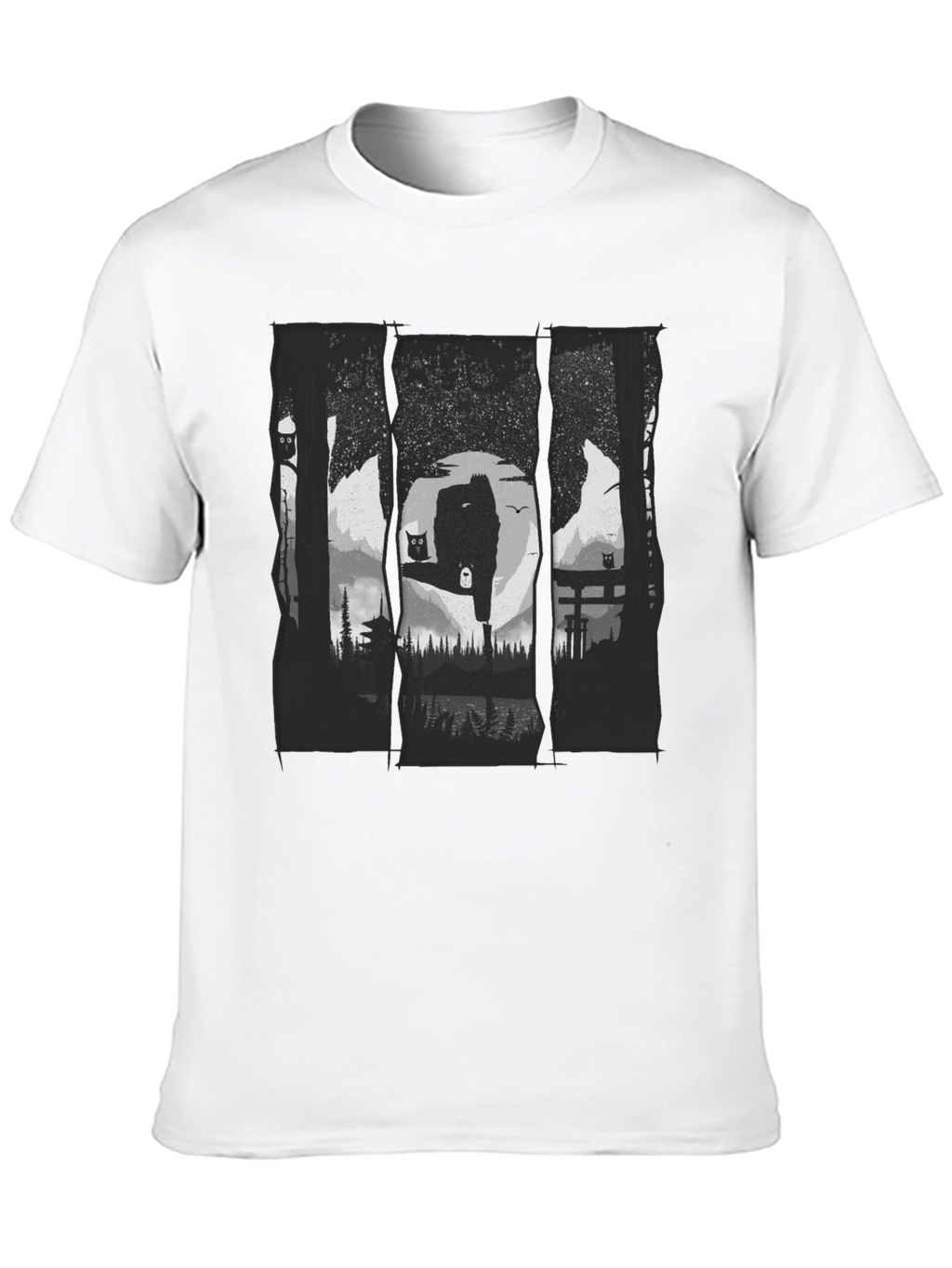 Nature Owl Graphic Black T-Shirt