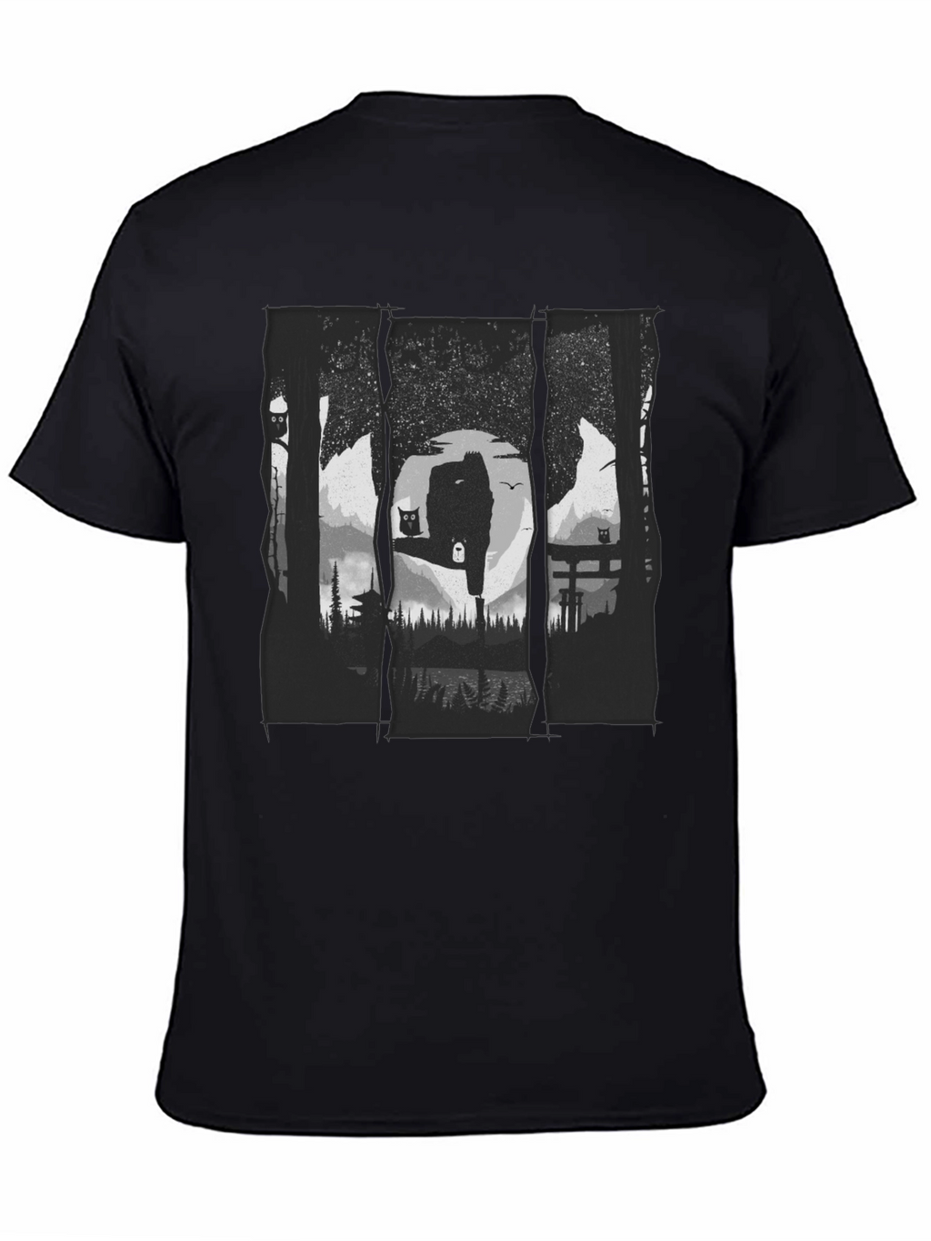 Nature Owl Graphic Black T-Shirt