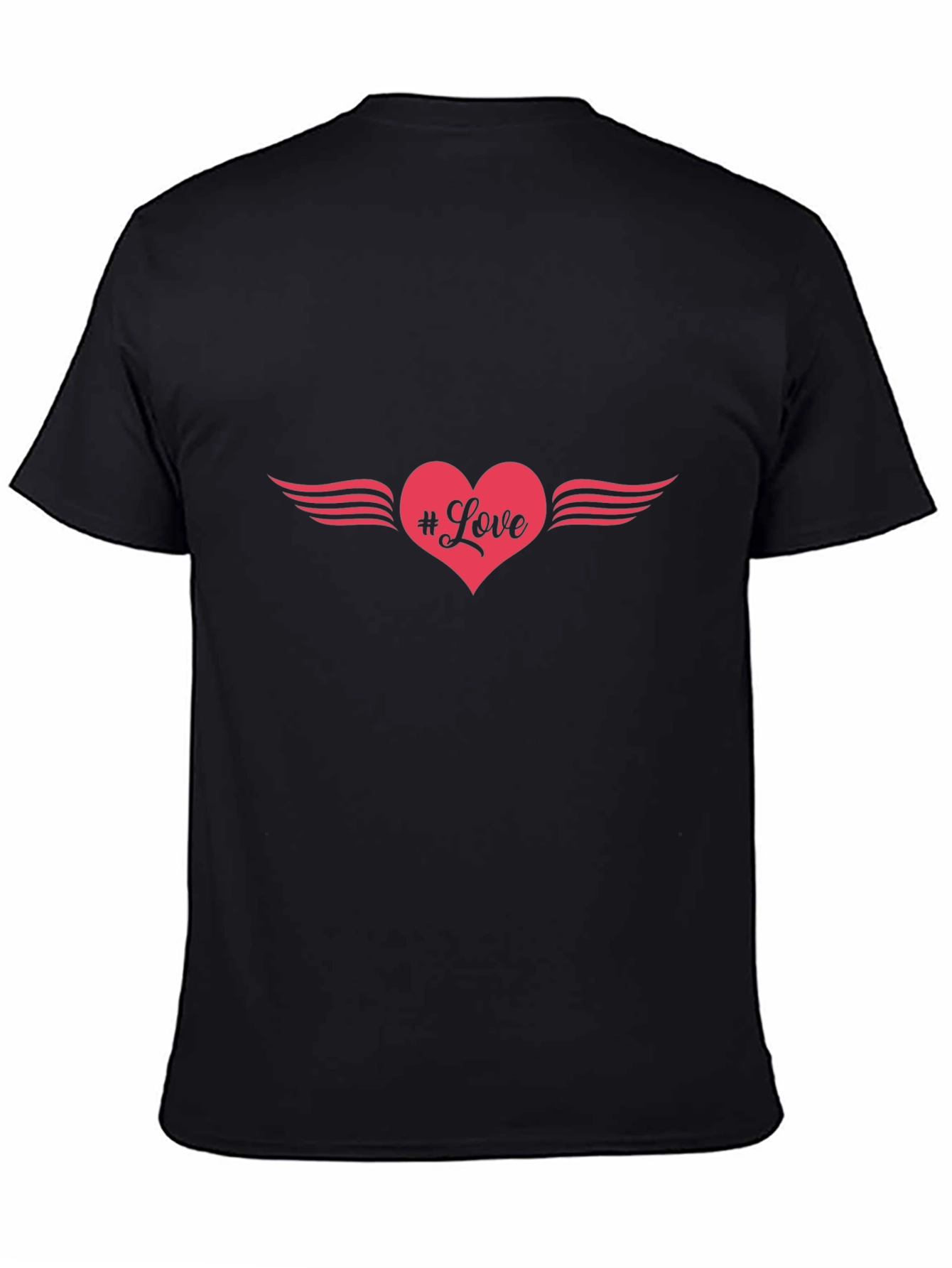 Love Heart Wings Graphic Tee - Stylish Black T-Shirt