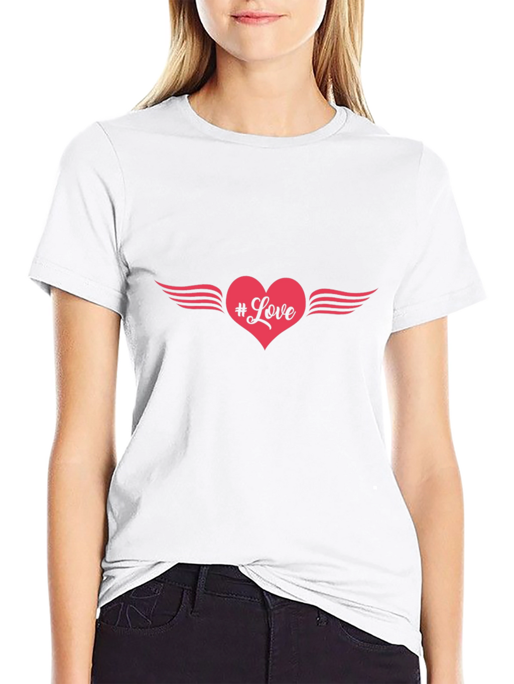 Love Heart Wings Graphic Tee - Stylish Black T-Shirt