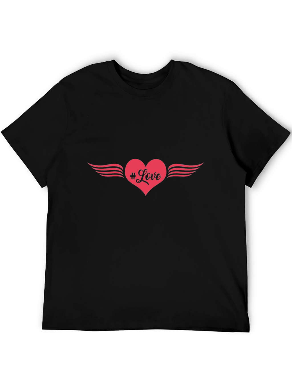 Love Heart Wings Graphic Tee - Stylish Black T-Shirt