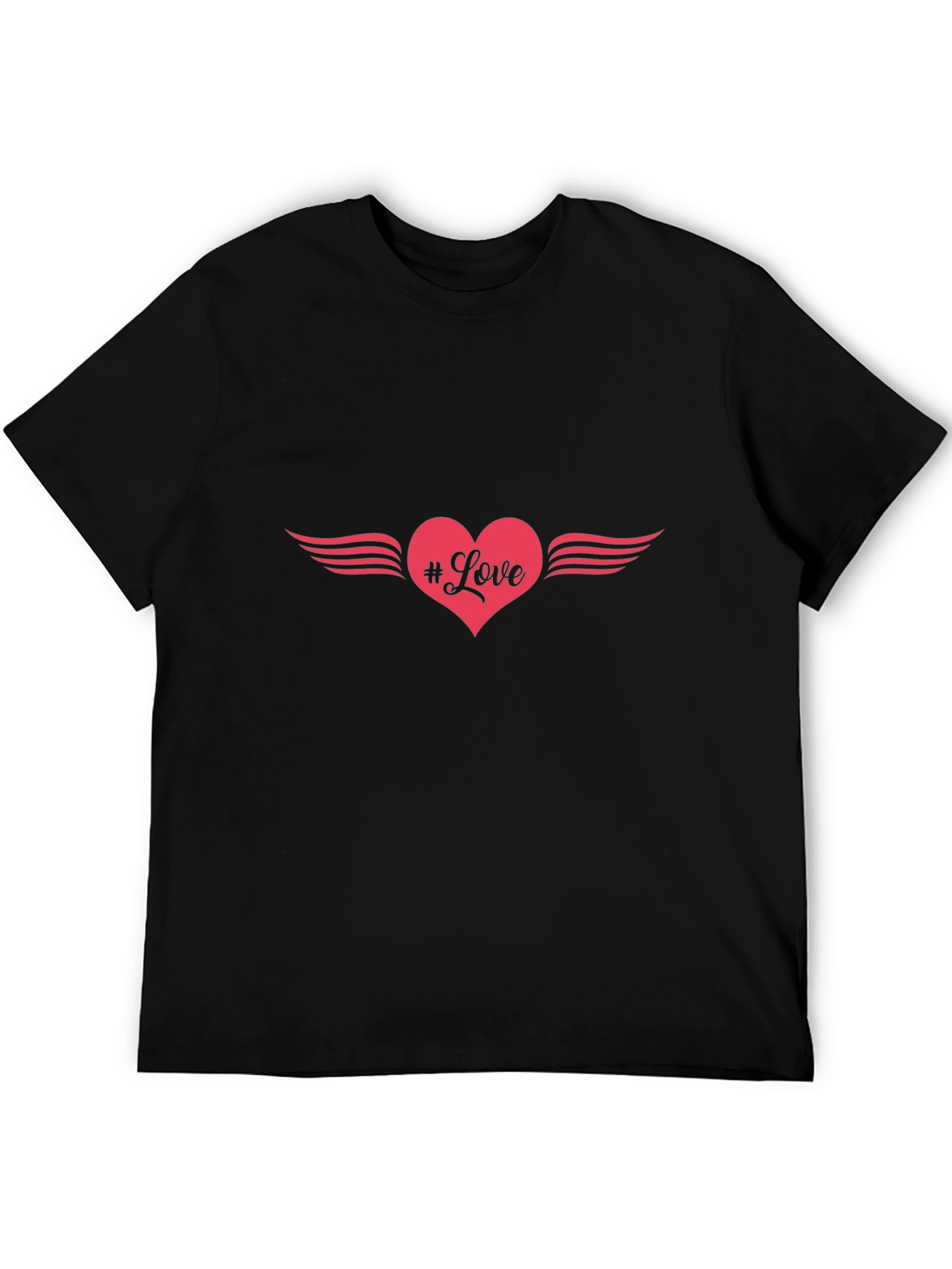 Love Heart Wings Graphic Tee - Stylish Black T-Shirt