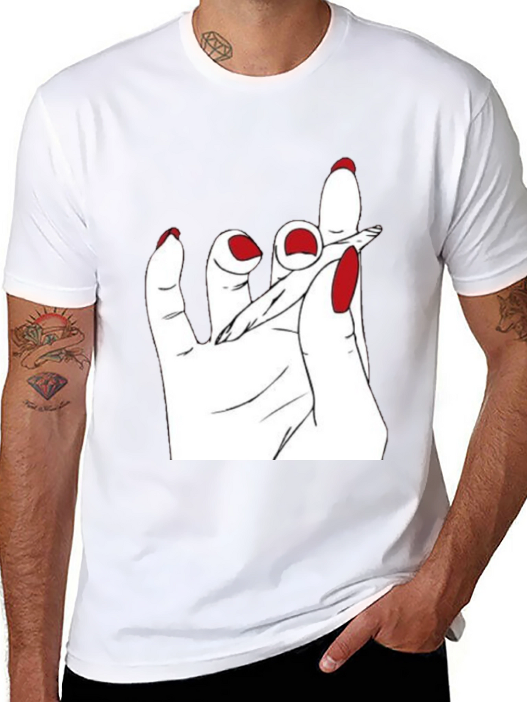 Hand Holding Joint Black T-Shirt