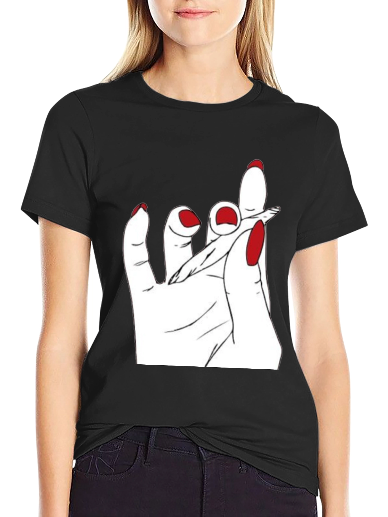Hand Holding Joint Black T-Shirt