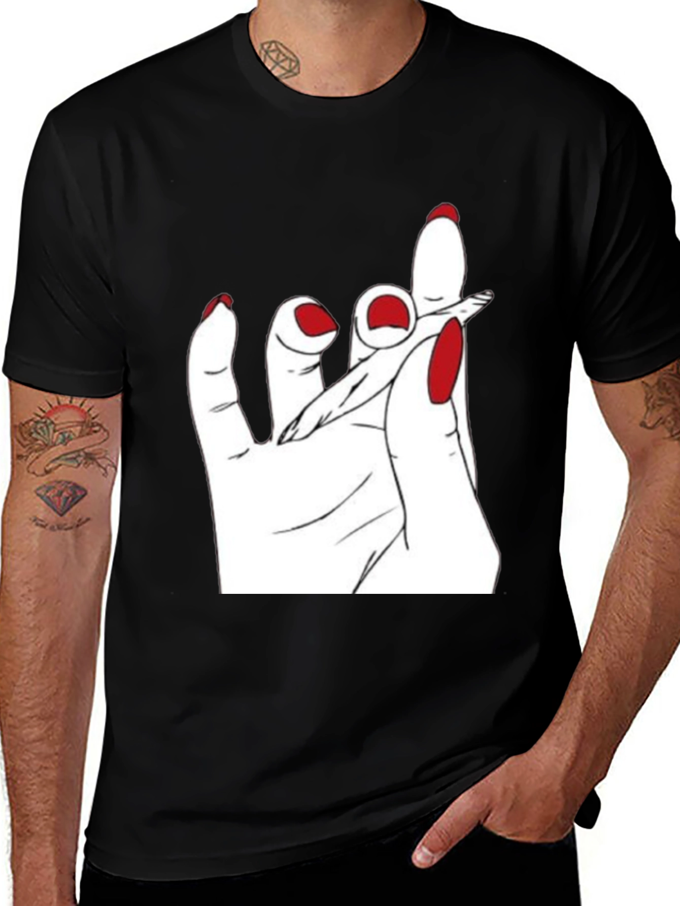 Hand Holding Joint Black T-Shirt