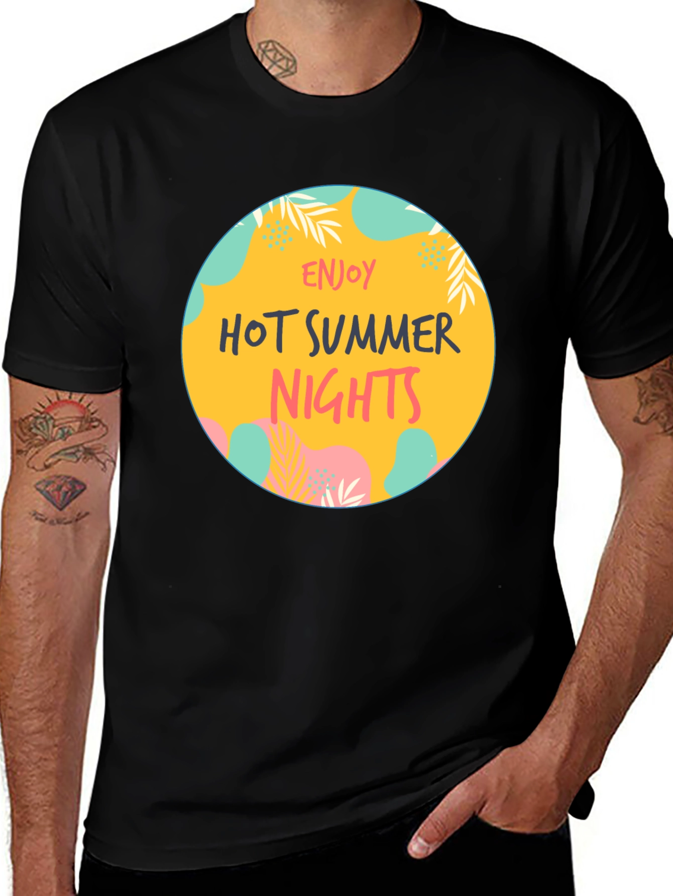 Enjoy Hot Summer Nights Graphic Tee - Black