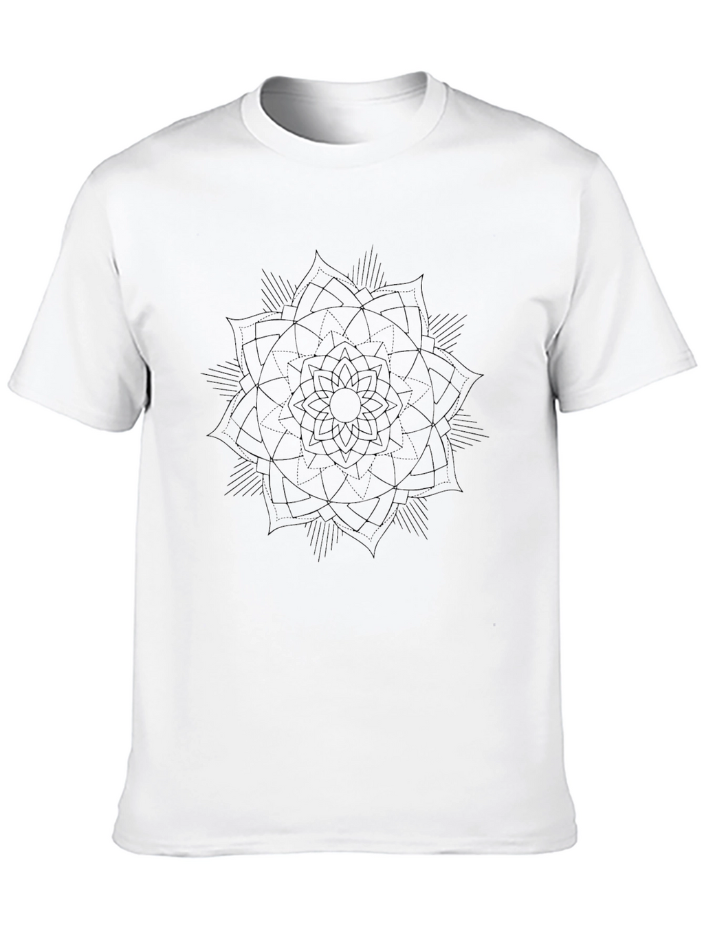 Black Mandala Print Mens T-Shirt