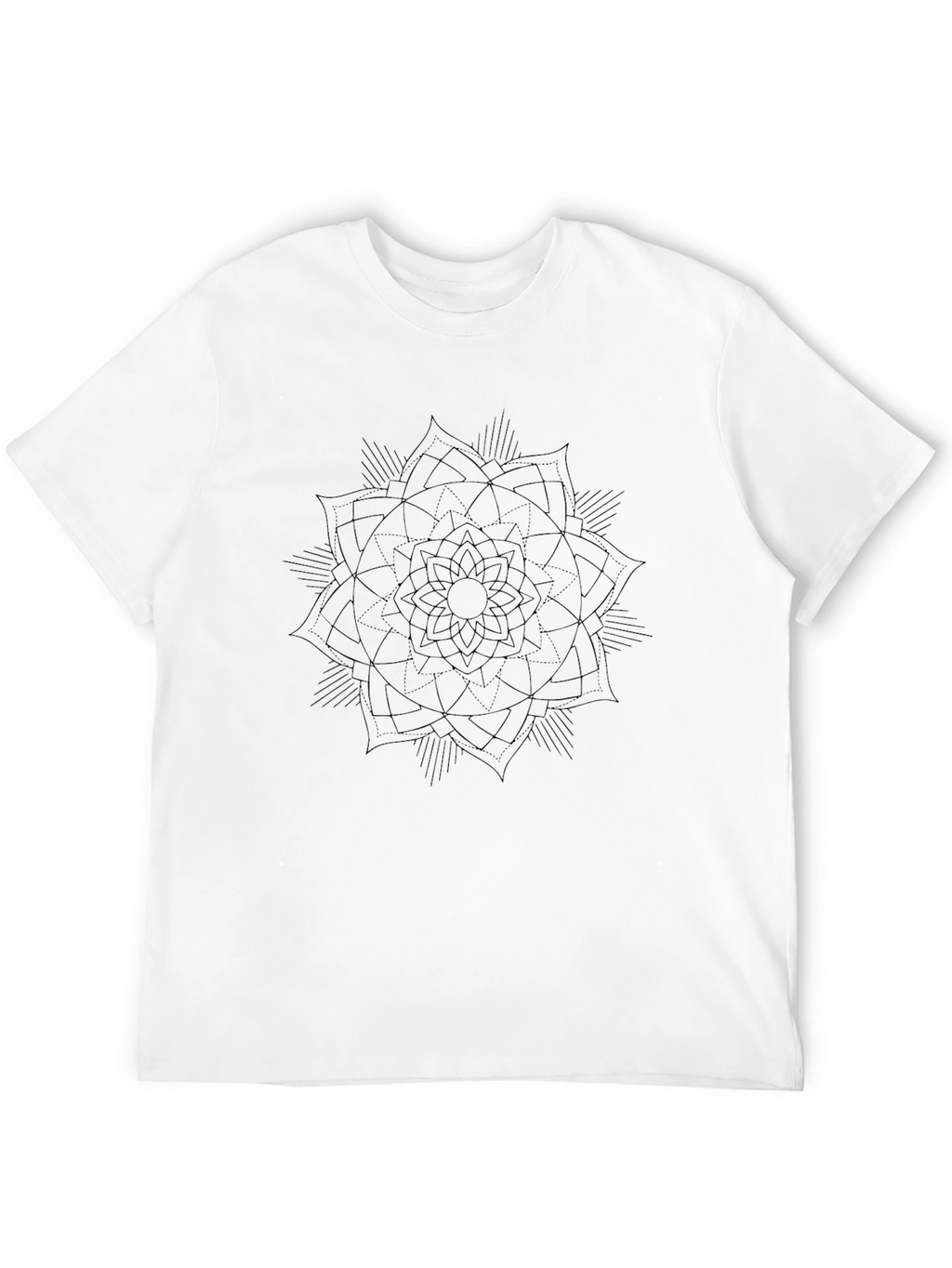Black Mandala Print Mens T-Shirt
