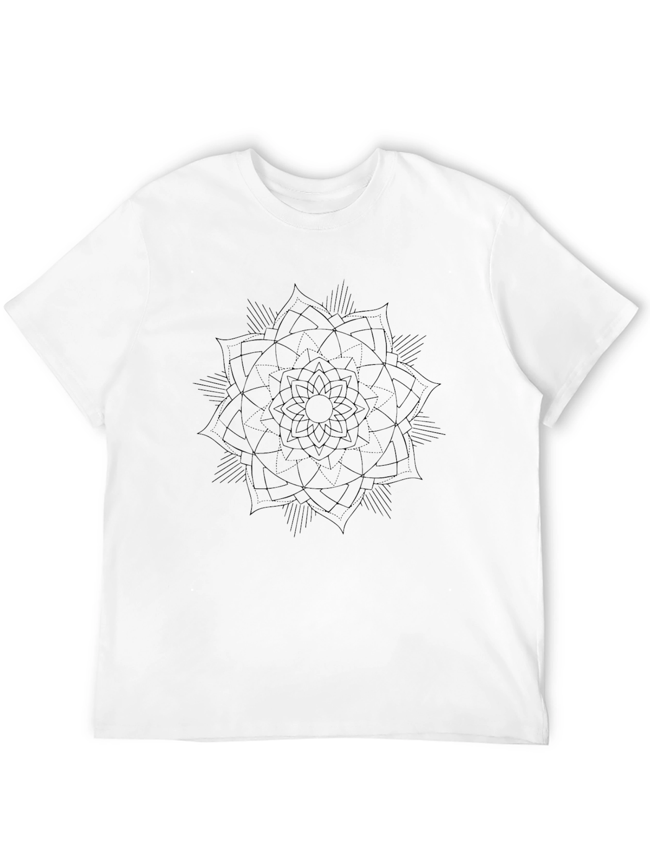 Black Mandala Print Mens T-Shirt