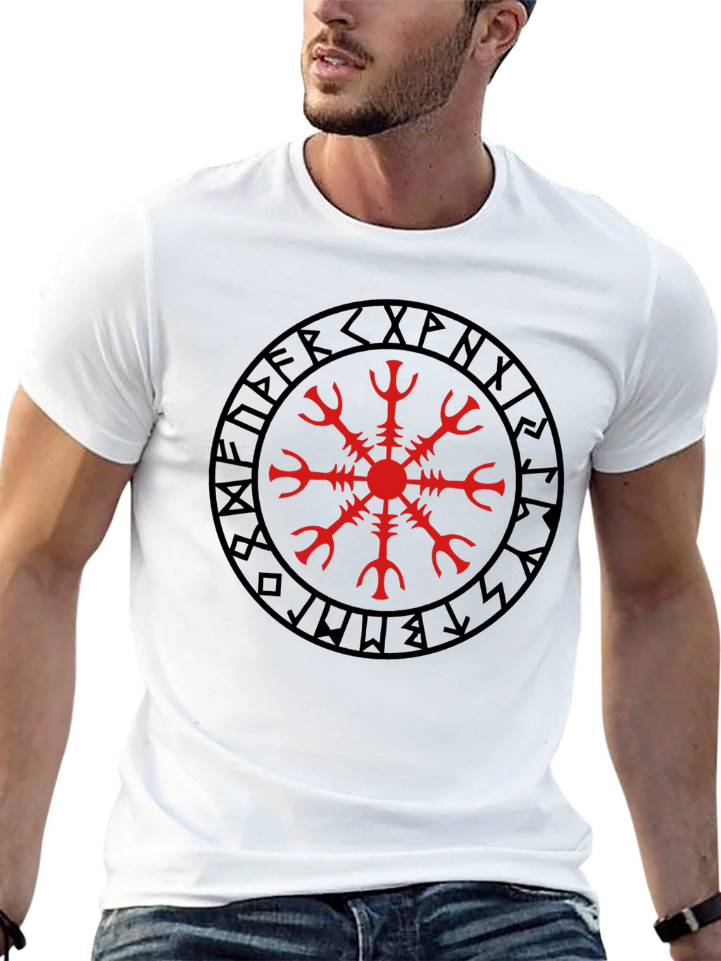 Viking Helm of Awe Graphic Black T-Shirt