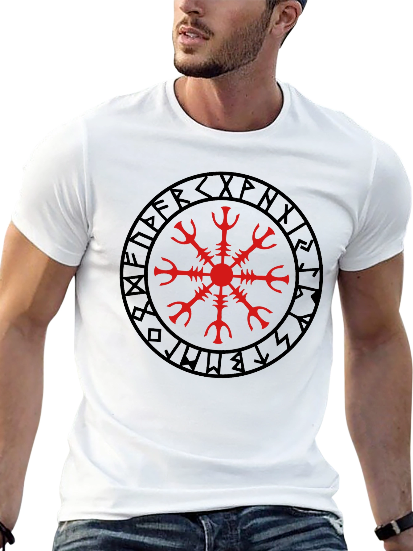 Viking Helm of Awe Graphic Black T-Shirt
