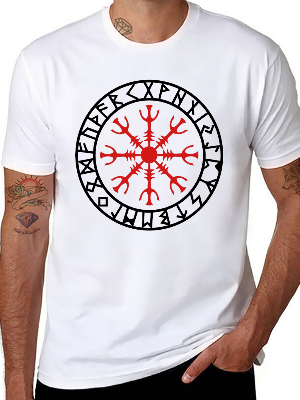 Viking Helm of Awe Graphic Black T-Shirt