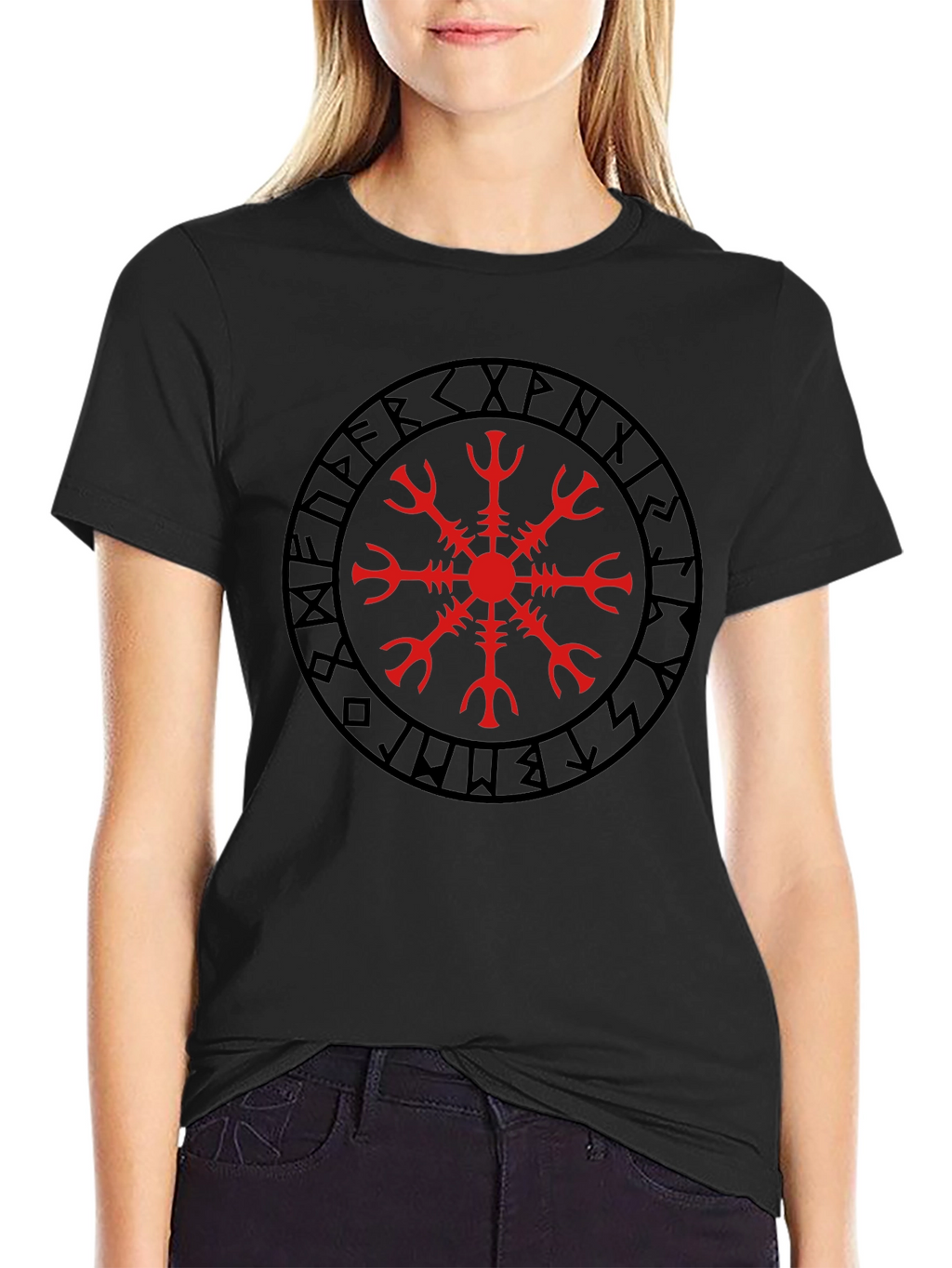 Viking Helm of Awe Graphic Black T-Shirt