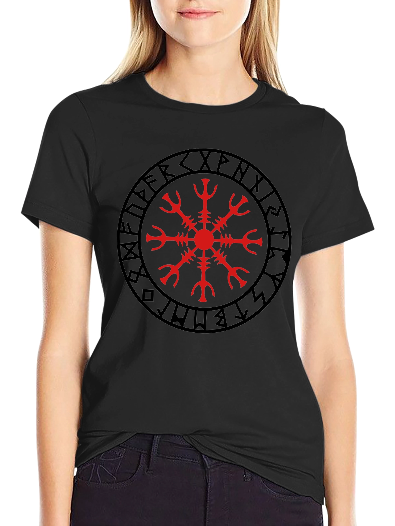 Viking Helm of Awe Graphic Black T-Shirt