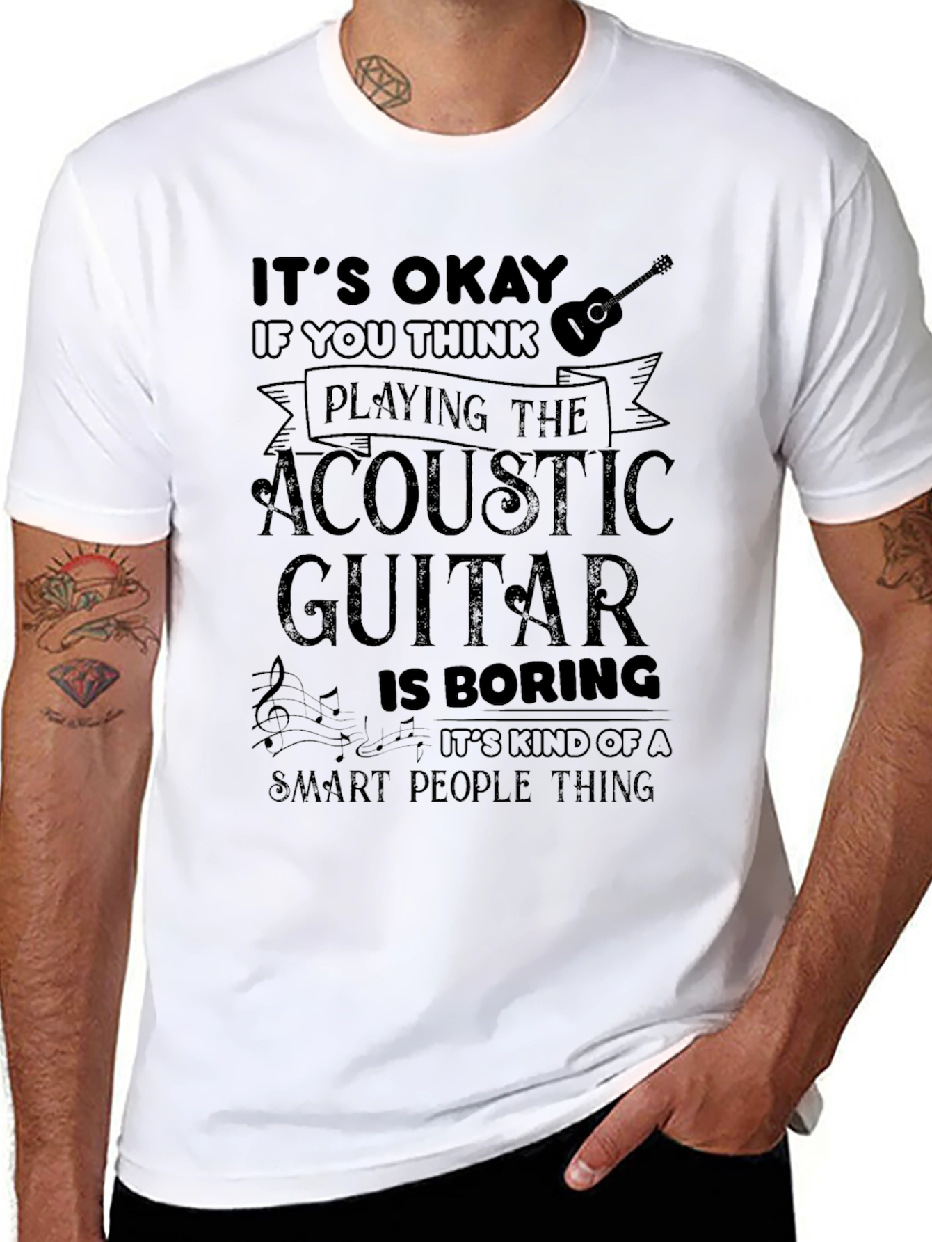 Acoustic Guitar Smart People Black T-Shirt