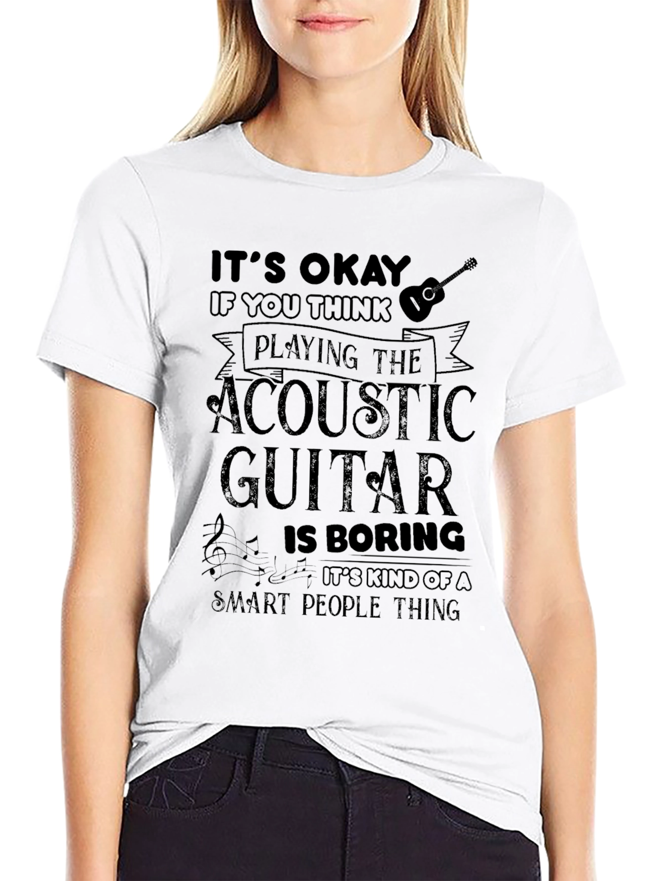 Acoustic Guitar Smart People Black T-Shirt