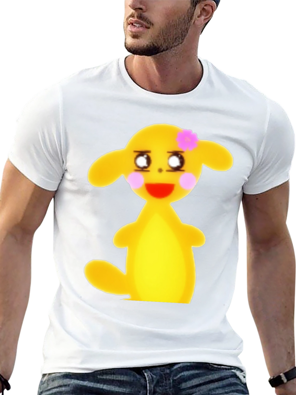 Black T-Shirt with Cute Yellow Character