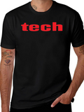Tech Graphic Tee - Bold Red Print on Black
