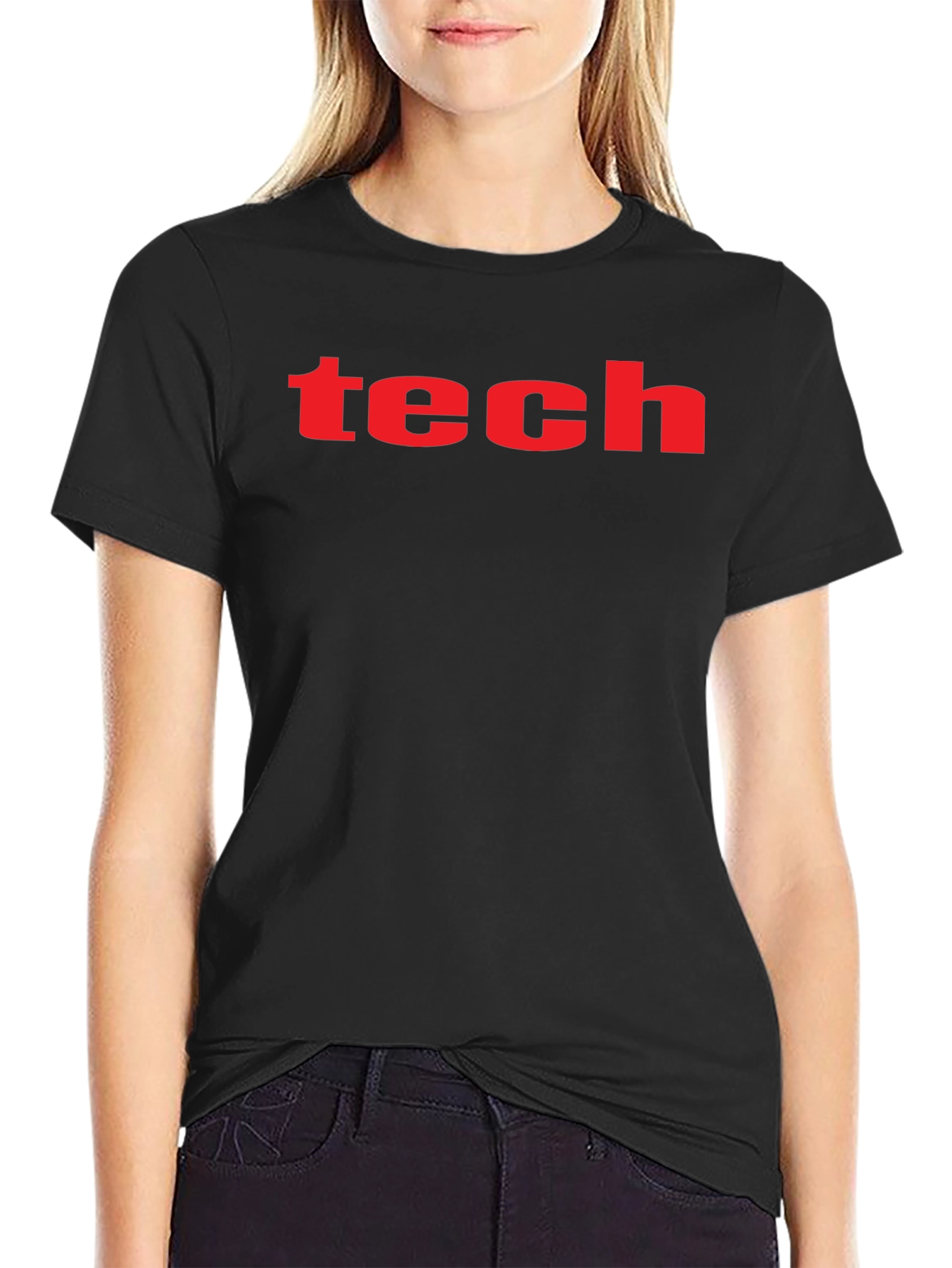 Tech Graphic Tee - Bold Red Print on Black