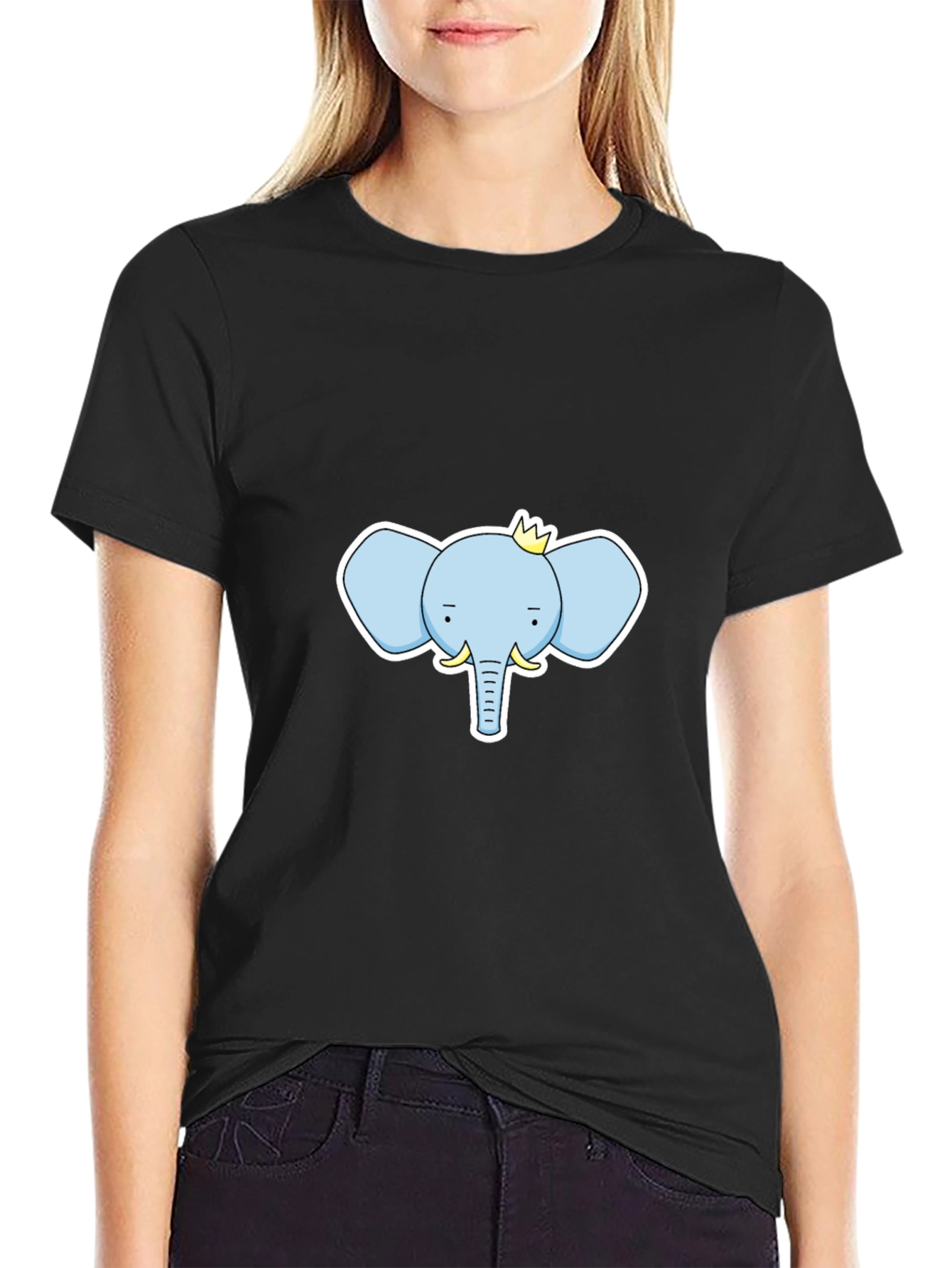 Elephant King Graphic Tee - Black Cotton T-Shirt