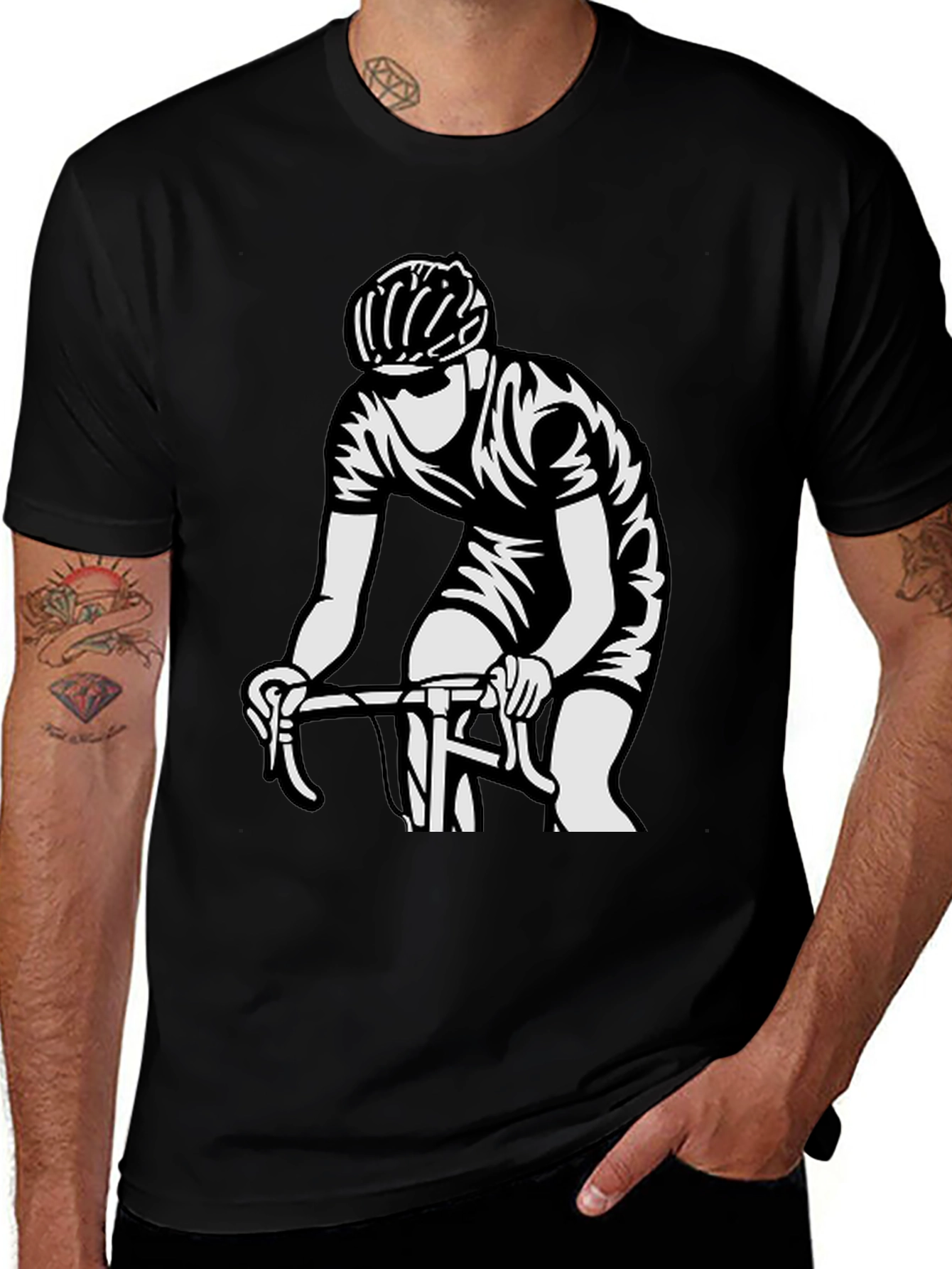 Cyclist Graphic T-Shirt - Black Cotton Tee