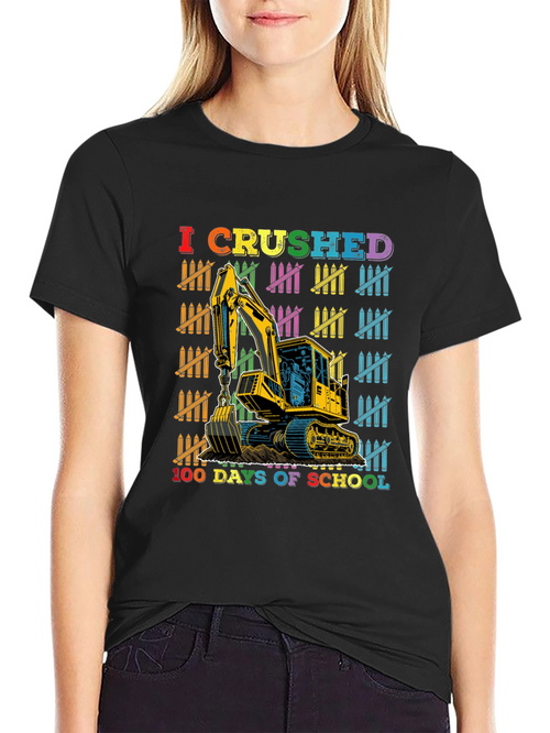 100 Days of School Excavator T-Shirt