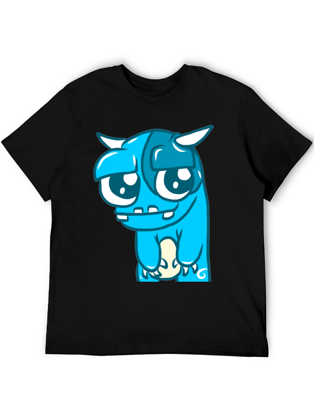 Blue Monster Graphic Tee - Black Cotton Blend