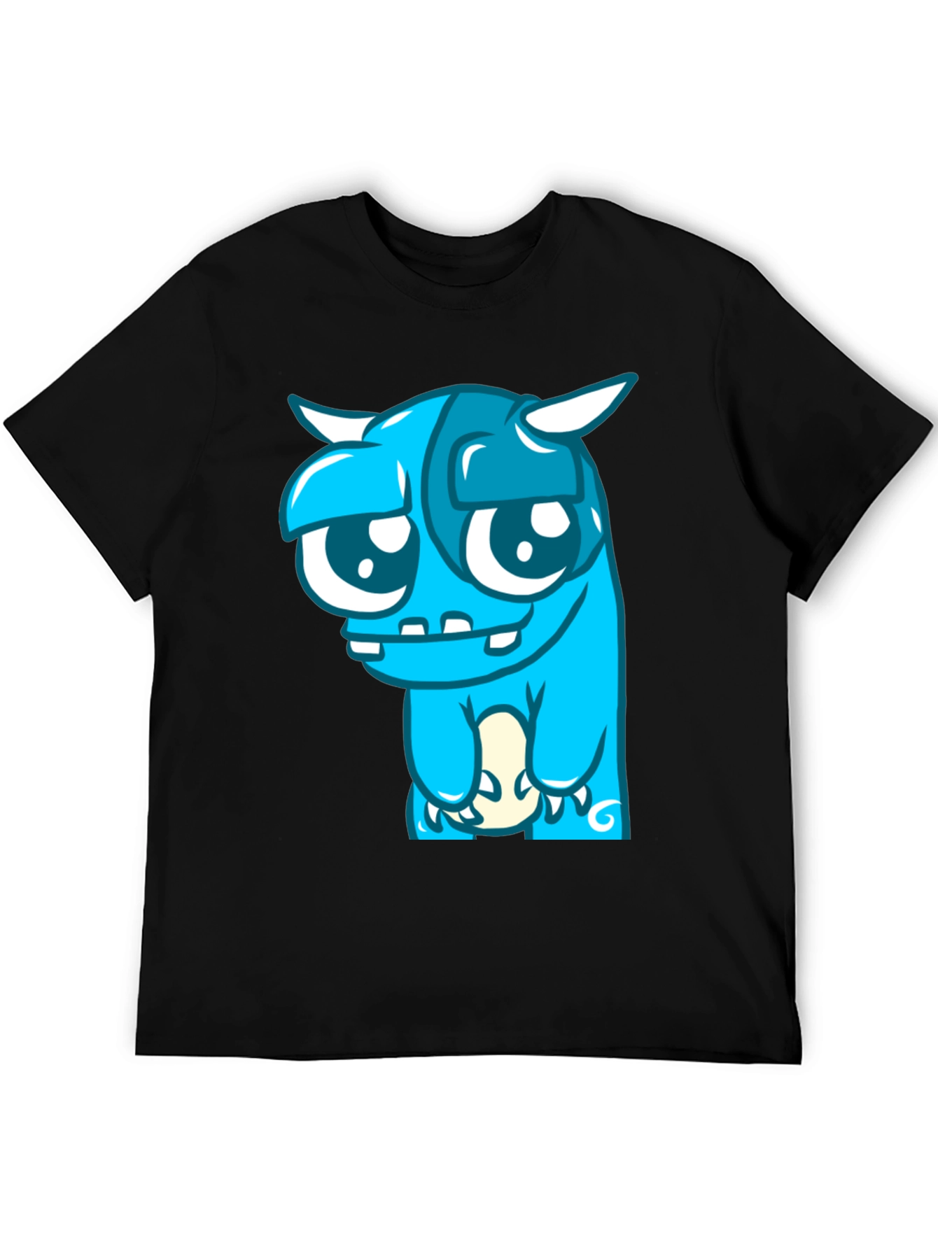Blue Monster Graphic Tee - Black Cotton Blend